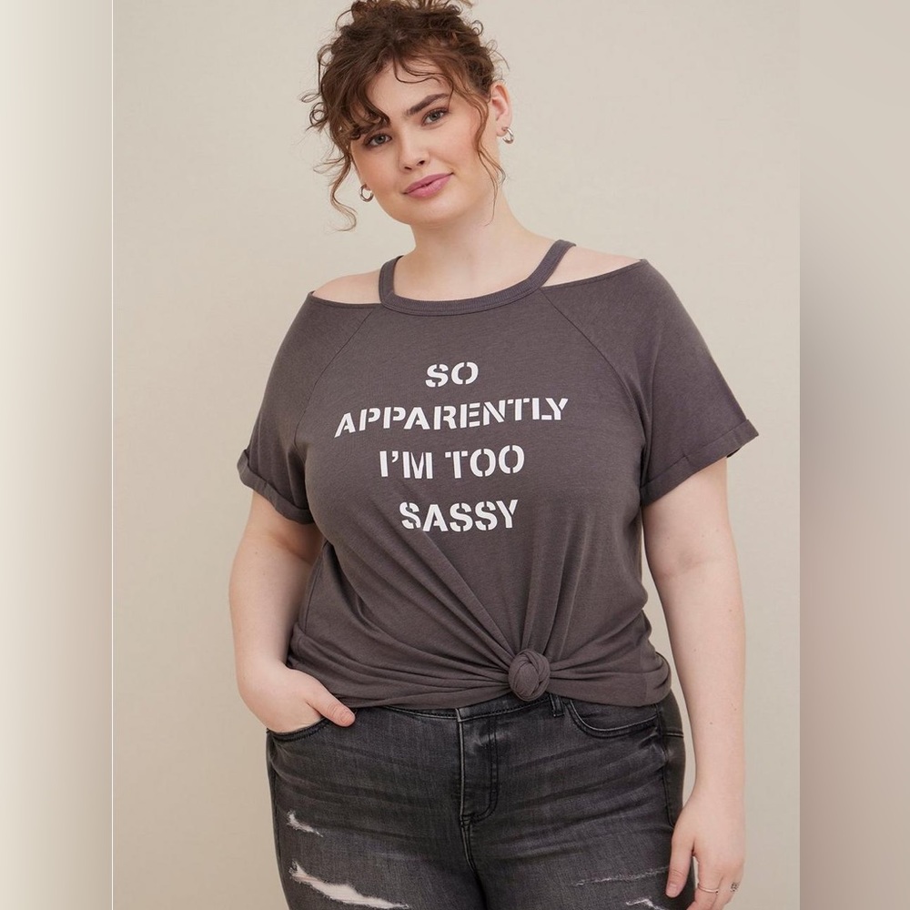 Graphic Classic Fit Triblend Cold Shoulder Top